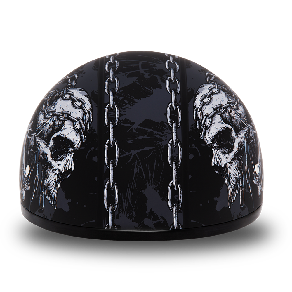 DOT Motorcycle Helmet - Skull - Chains - Shorty - D6-SC-DH - Image 4
