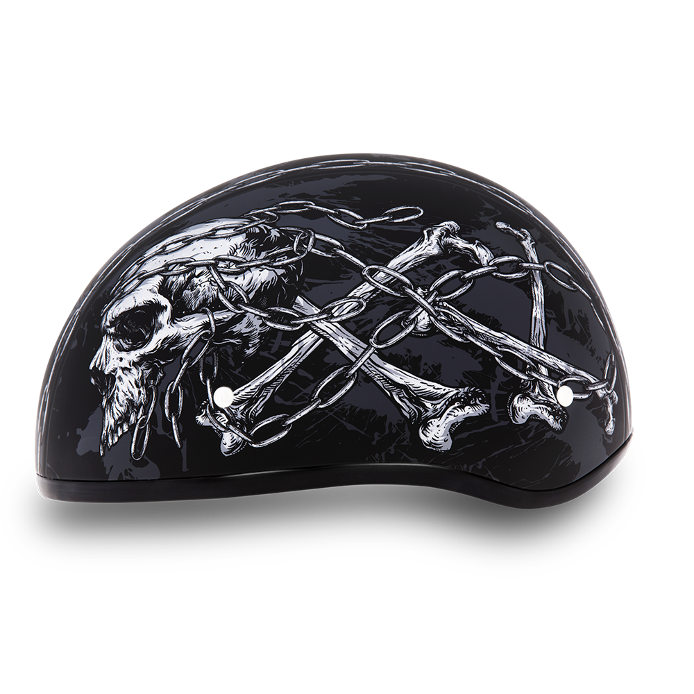 DOT Motorcycle Helmet - Skull - Chains - Shorty - D6-SC-DH - Image 5