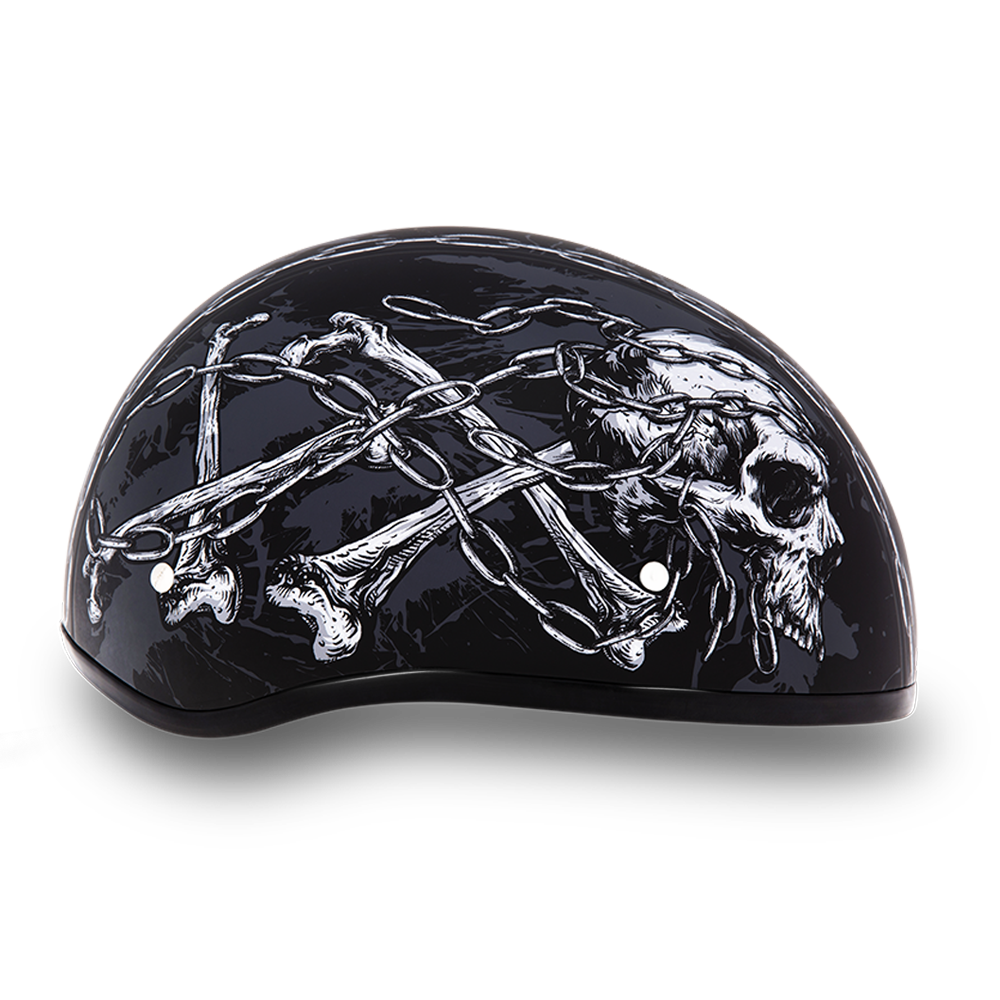 DOT Motorcycle Helmet - Skull - Chains - Shorty - D6-SC-DH - Image 6