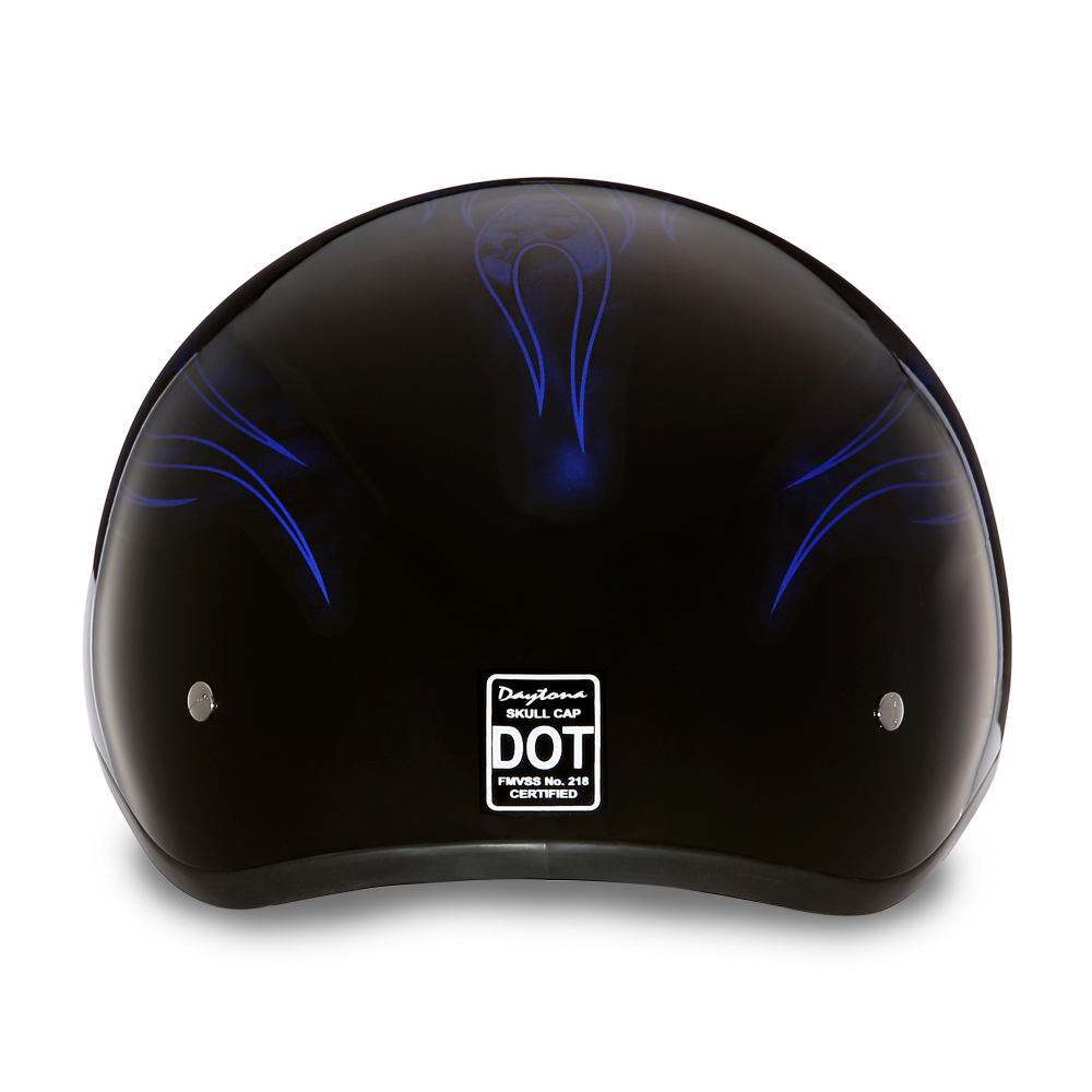 DOT Motorcycle Helmet - Skull Blue Flames - Shorty - D6-SFB-DH - Image 3