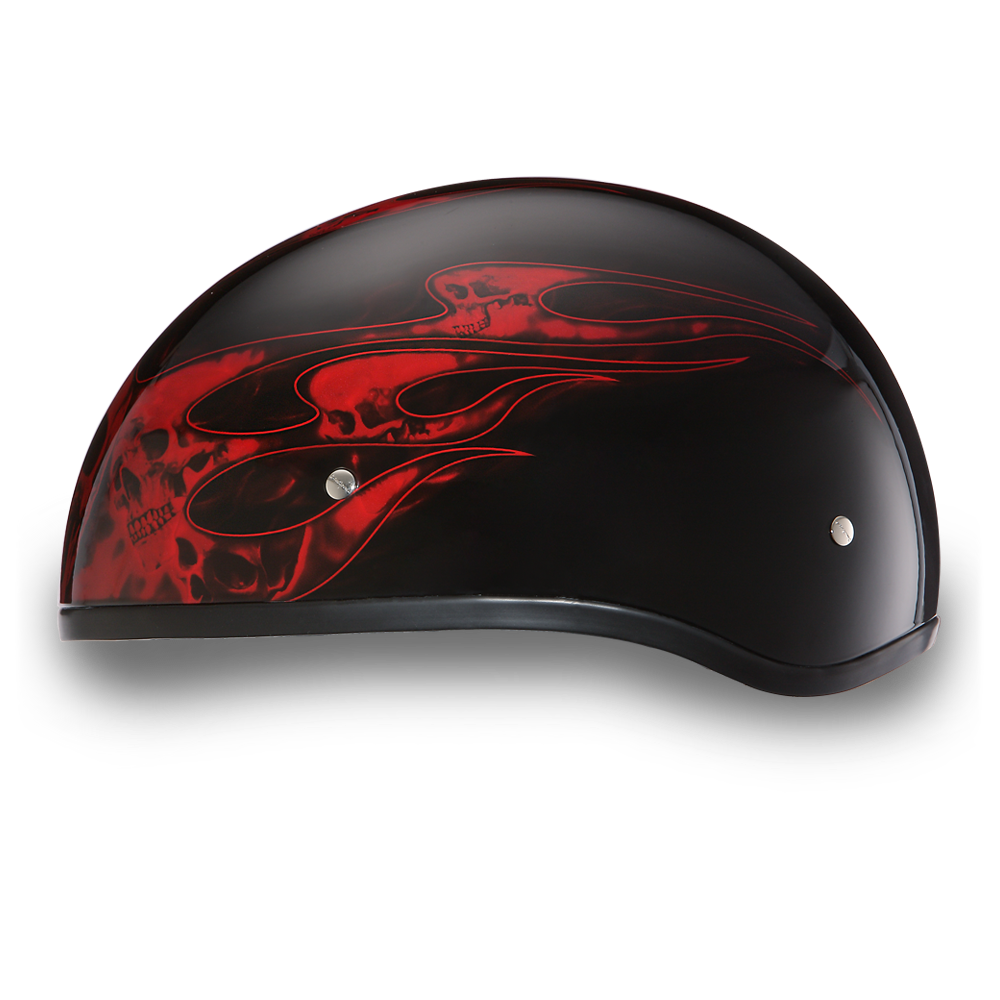 DOT Motorcycle Helmet - Skull Red Flames - Shorty - D6-SFR-DH - Image 4