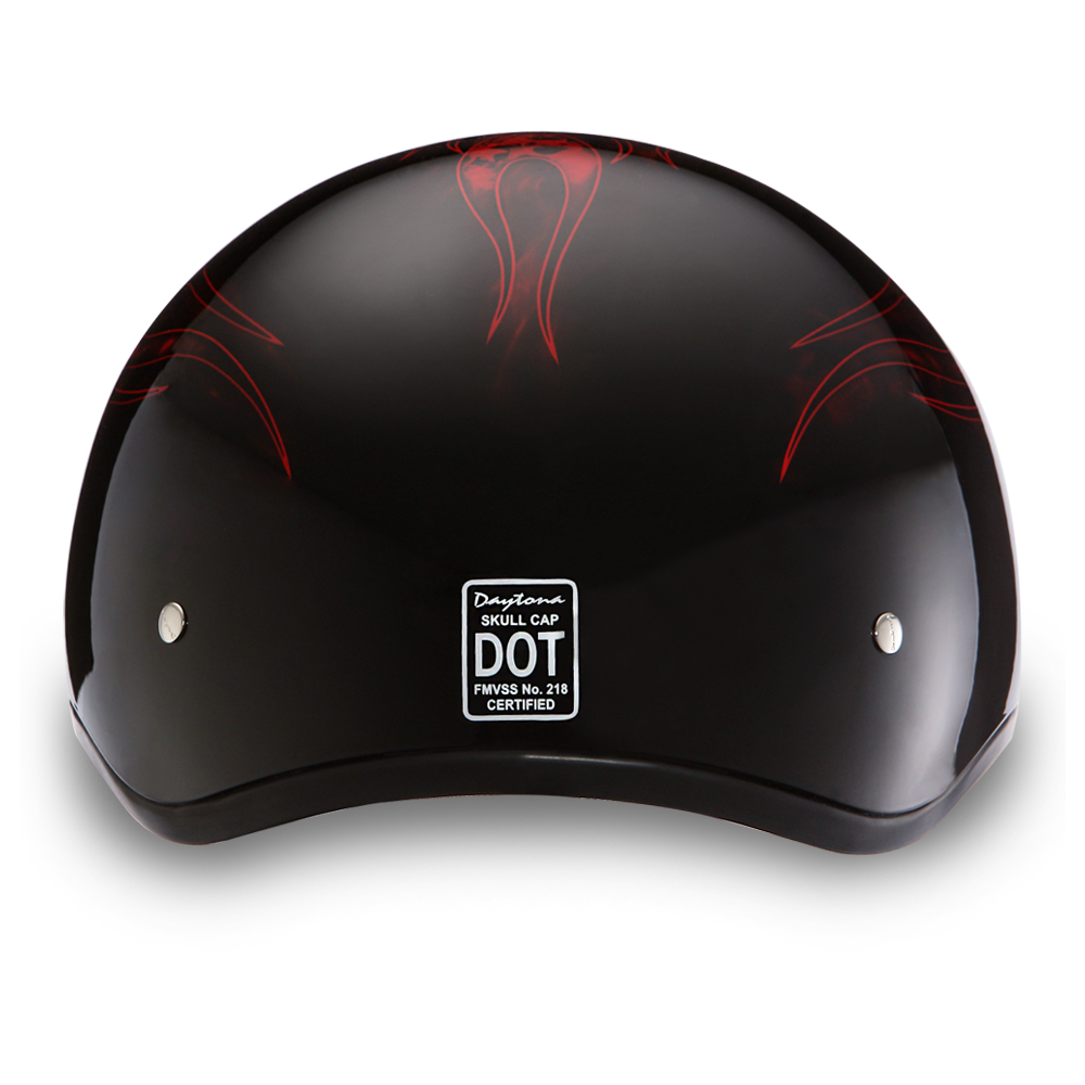 DOT Motorcycle Helmet - Skull Red Flames - Shorty - D6-SFR-DH - Image 3