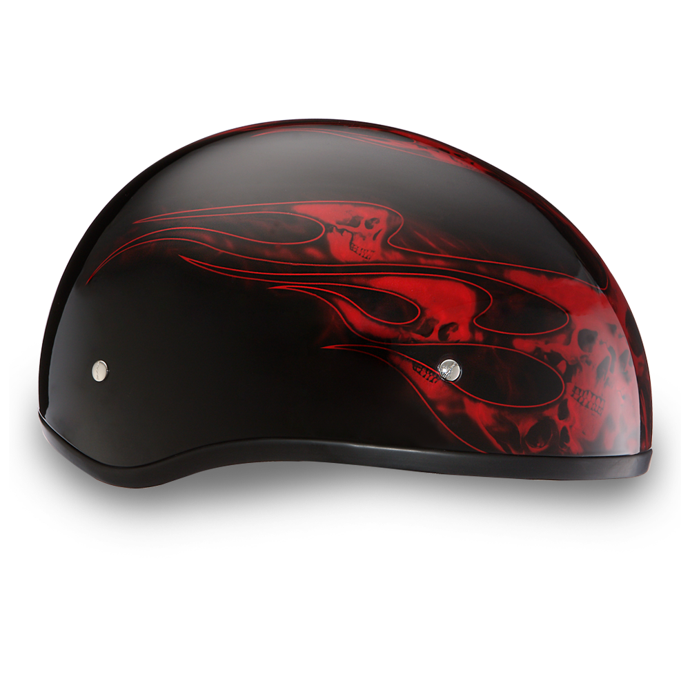 DOT Motorcycle Helmet - Skull Red Flames - Shorty - D6-SFR-DH - Image 5
