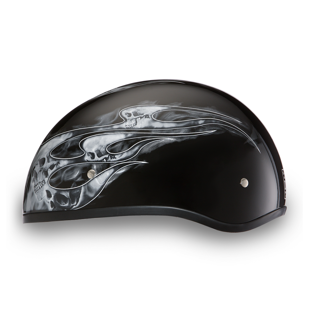 DOT Motorcycle Helmet - Skull Silver Flames - Shorty - D6-SFS-DH - Image 5