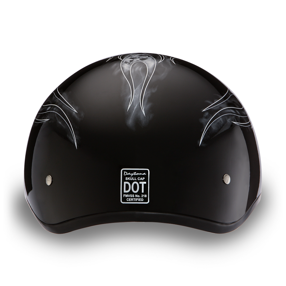 DOT Motorcycle Helmet - Skull Silver Flames - Shorty - D6-SFS-DH - Image 3
