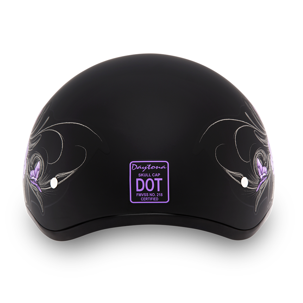 DOT Motorcycle Helmet - Purple Wild At Heart - Shorty - D6-WH-DH - Image 4