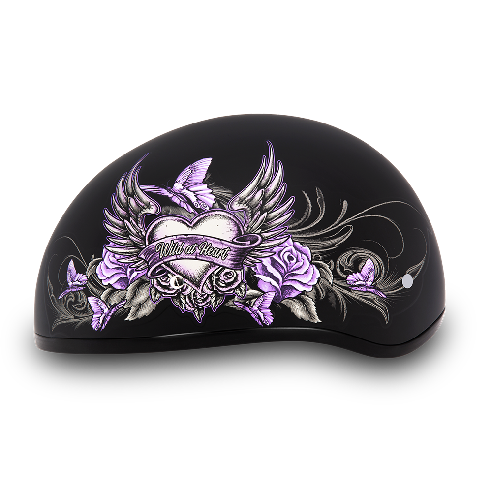 DOT Motorcycle Helmet - Purple Wild At Heart - Shorty - D6-WH-DH - Image 5