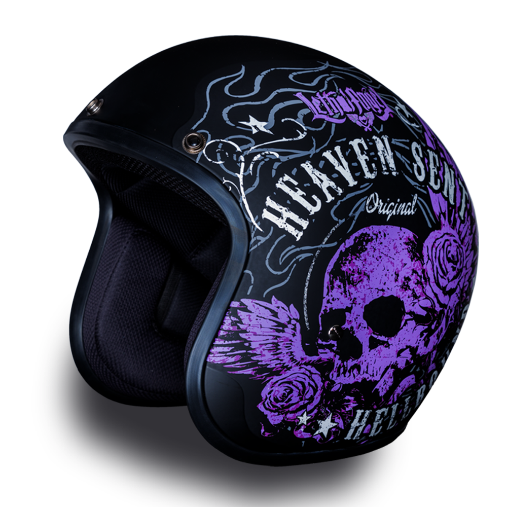 DOT Motorcycle Helmet - Purple Heaven Sent - Open Face - 3/4 - DC6-HS-DH - Image 6