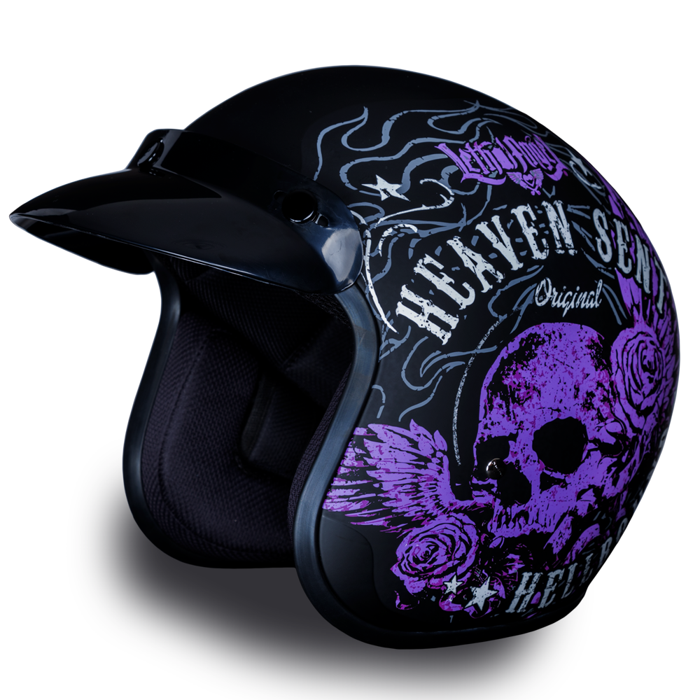 DOT Motorcycle Helmet - Purple Heaven Sent - Open Face - 3/4 - DC6-HS-DH - Image 7