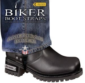 Pair of Biker Boot Straps - 6 Inch - American Biker - Motorcycle - BBS-AB6-DS