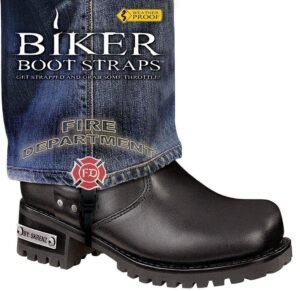Pair of Biker Boot Straps - 6 Inch - Fire Department - Motorcycle - BBS-FD6-DS