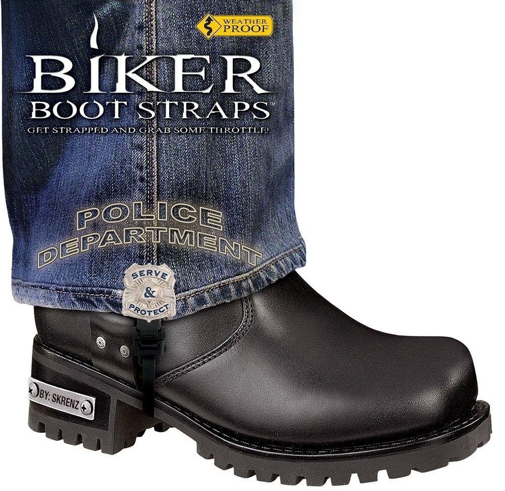 Pair of Biker Boot Straps - 6 Inch - Police Department - Motorcycle - BBS-PD6-DS