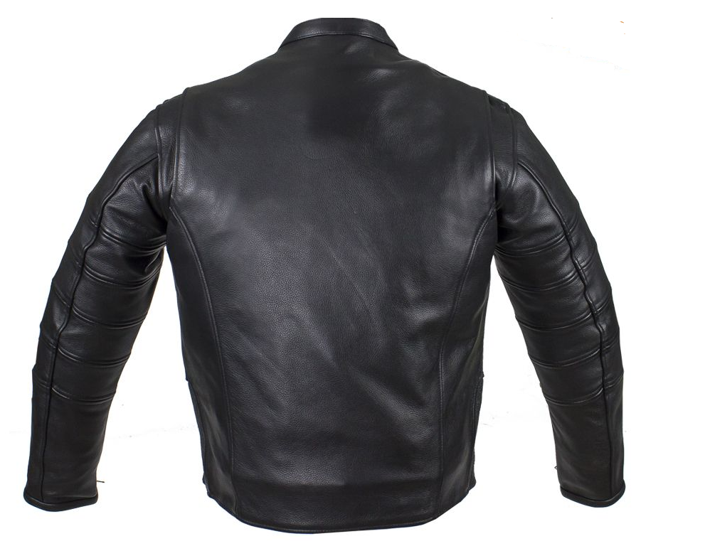 Black Pleated Racer Leather Jacket with Concealed Carry Pockets - SKU MJ828-DL - Image 4