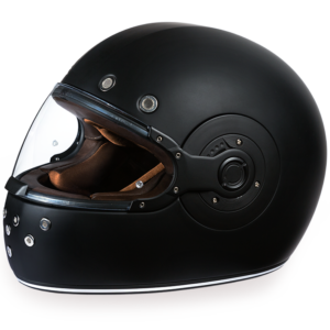 DOT Motorcycle Helmet - Retro Dull Black - Full Face - R1-B-DH