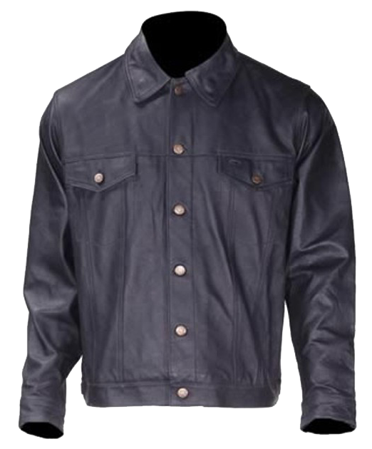 Men's Leather Shirt Jacket with Button Closure - MJ778-DL