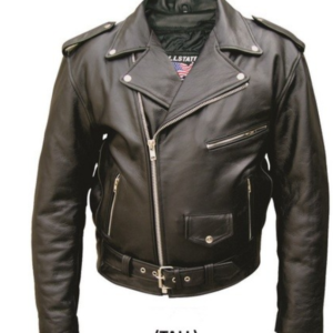 Leather Motorcycle Jacket - Men's - Tall - Up To Size 66 - Biker Jacket - AL2017-TALL-AL