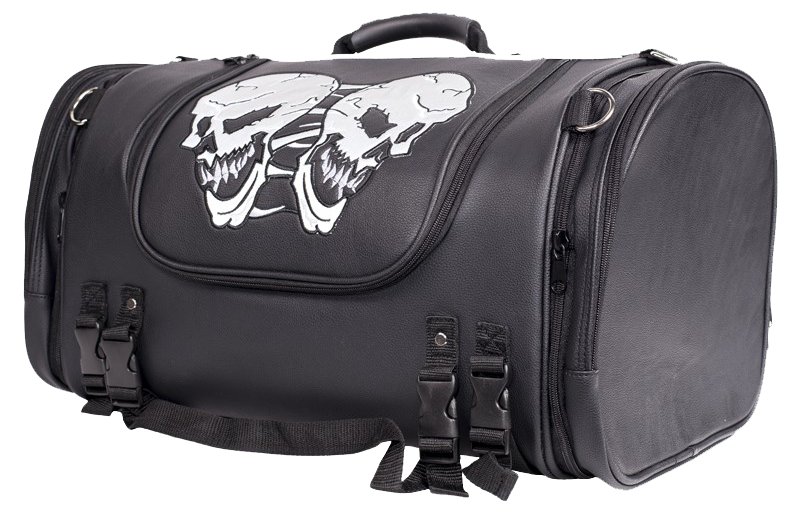 Motorcycle Sissy Bar Bag with Reflective Skulls - Medium - Biker Gear Bags - SB84-SKULL-MED-DL