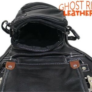 Leather Thigh Bag - Gun Pocket - Black - Touch of Brown - Motorcycle - AC1029-11-BRN2T-DL