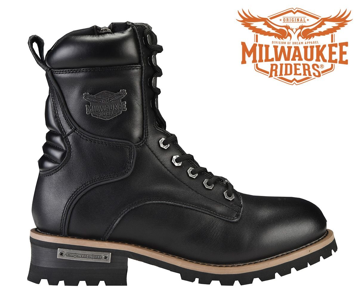 Leather Motorcycle Boots - Men's - Zipper and Lace-Up - MR-BTM8002-DL