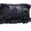 Black Leather Handbag - Purple Rose - Fringe - Large Purse - AC2003-LEATHER-DL