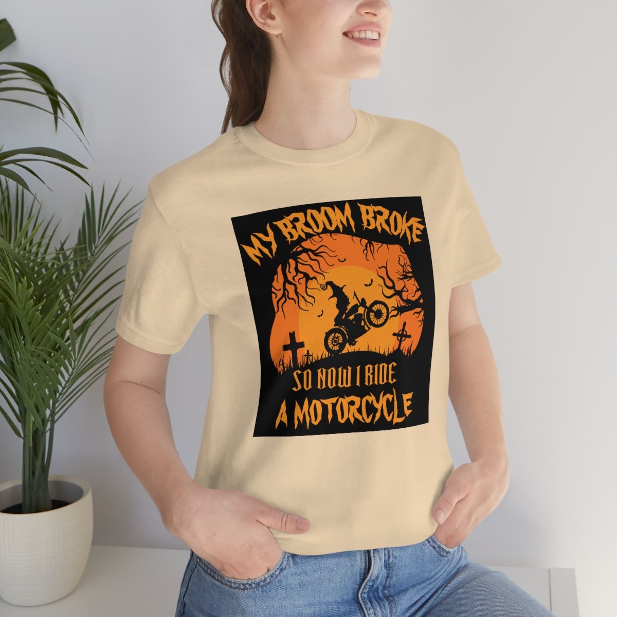 My Broom Broke So I Ride A Motorcycle - Halloween - Unisex Jersey Short Sleeve Tee