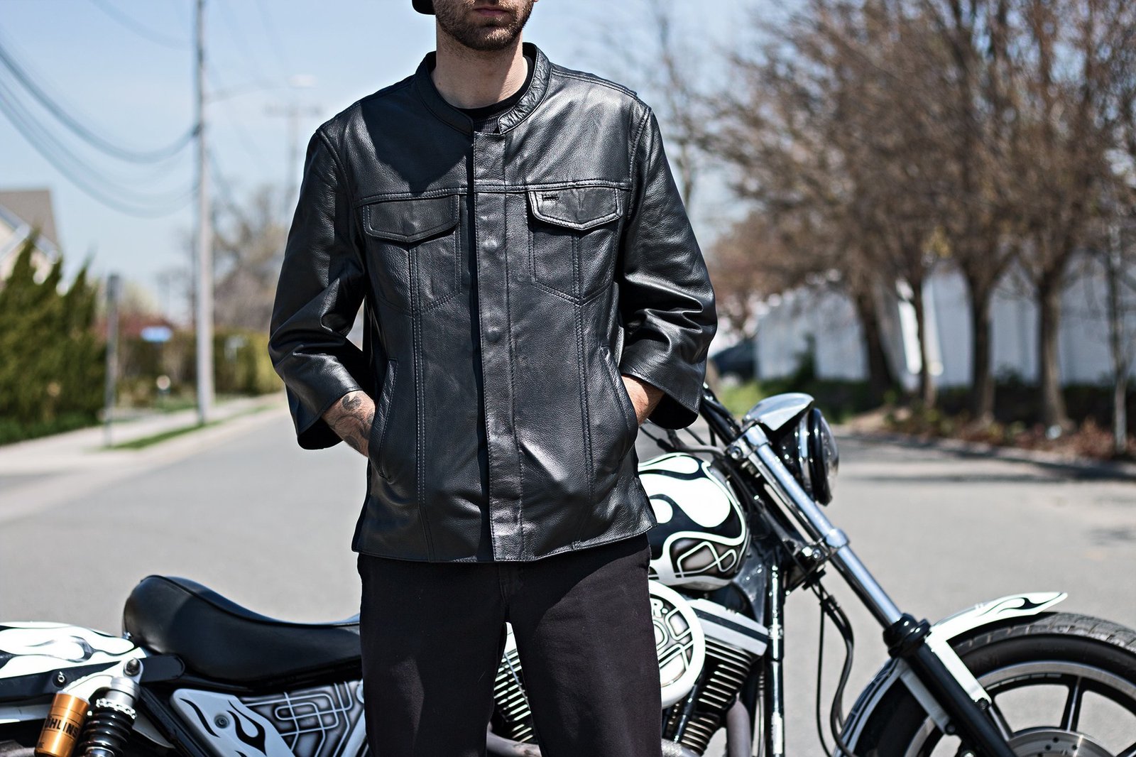 Leather Shirt - Men's - 3/4 Sleeves - Up To Size 5X - Mesa - FIM419CDM-FM