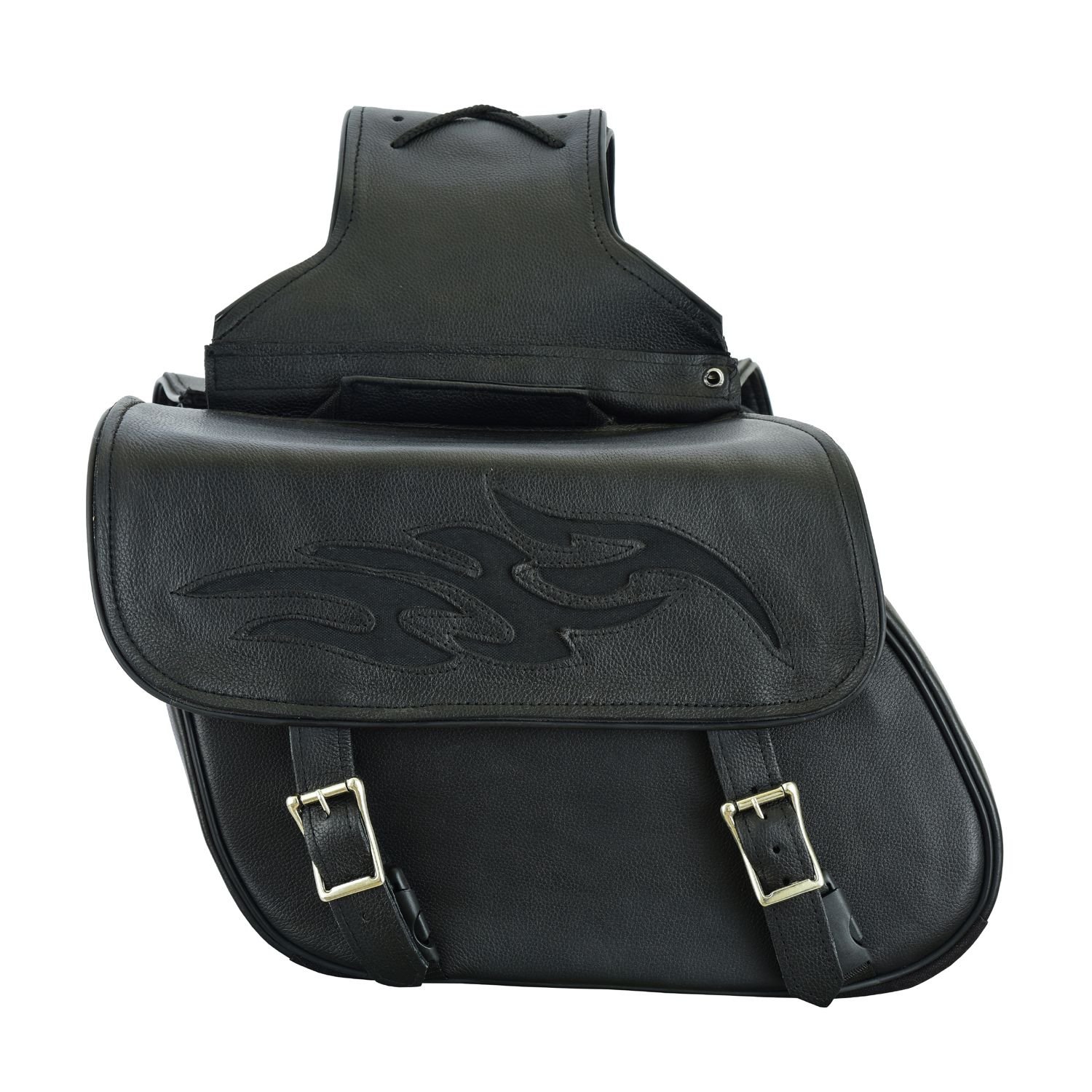 Saddlebags - Leather - Flame - Gun Holster - Motorcycle - SD-FLAME-LEATHER-DL