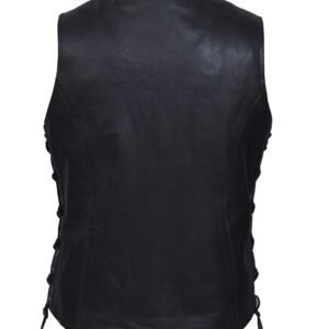 Leather Vest - Women's - Zippered - Lightweight - Eyelets Design -2682-NG-UN