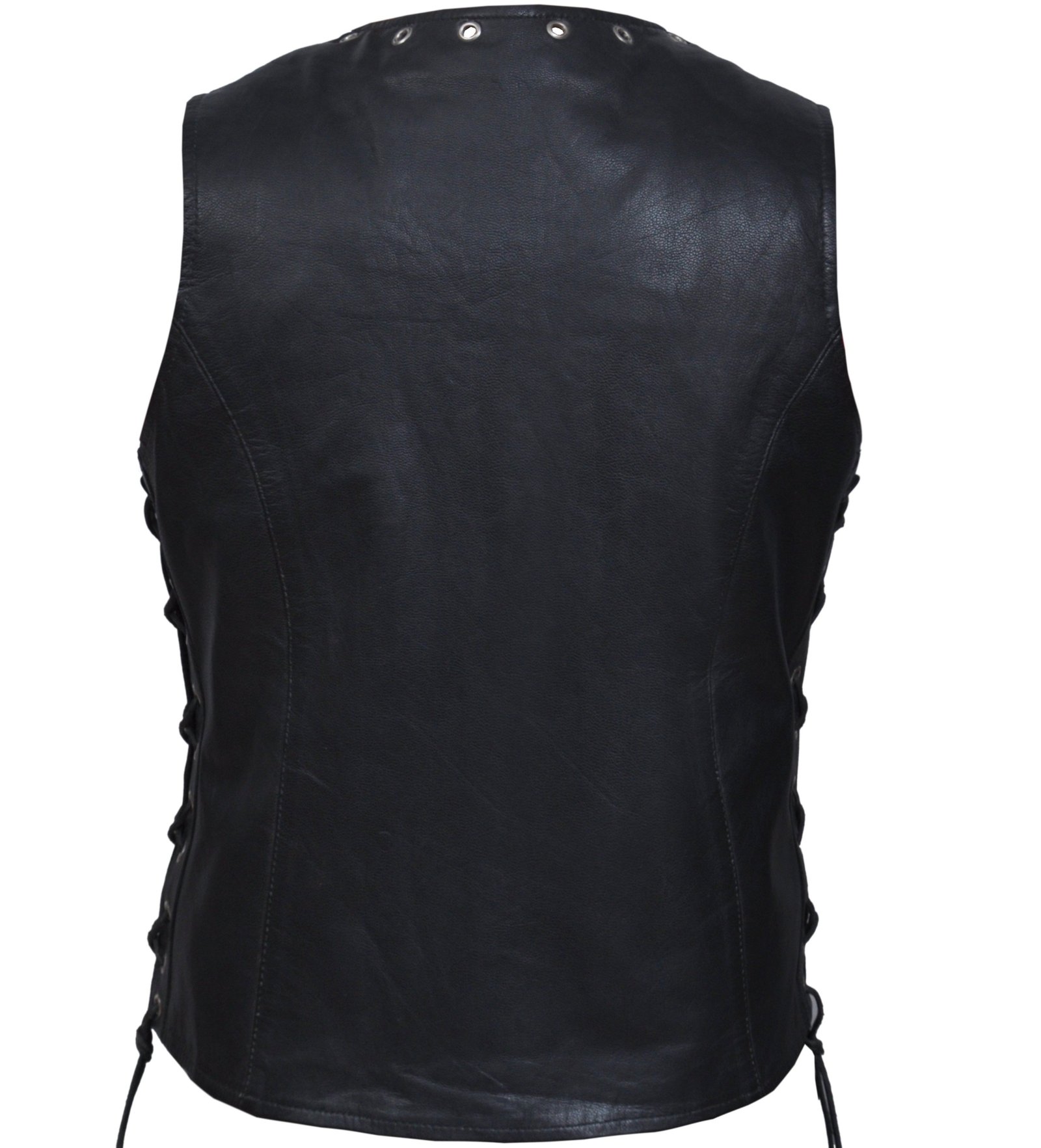 Leather Vest - Women's - Zippered - Lightweight - Eyelets Design -2682-NG-UN