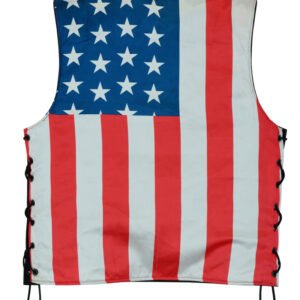 Leather Motorcycle Vest - Men's - Honor Ride - USA Flag Liner - Up To 8XL - DS156-DS