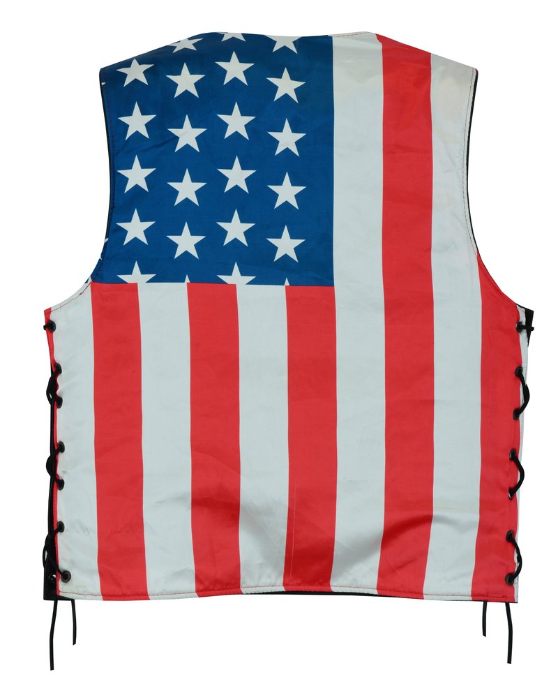 Leather Motorcycle Vest - Men's - Honor Ride - USA Flag Liner - Up To 8XL - DS156-DS