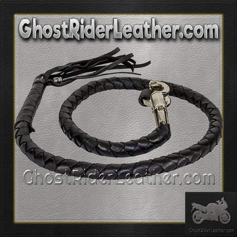 Get Back Whip - Black Leather - 42 Inches Long - Motorcycle Accessories - GBW1-11-DL
