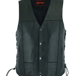 Leather Motorcycle Vest - Men's - 10 Pockets - Utility - Up To 8XL - DS100-DS