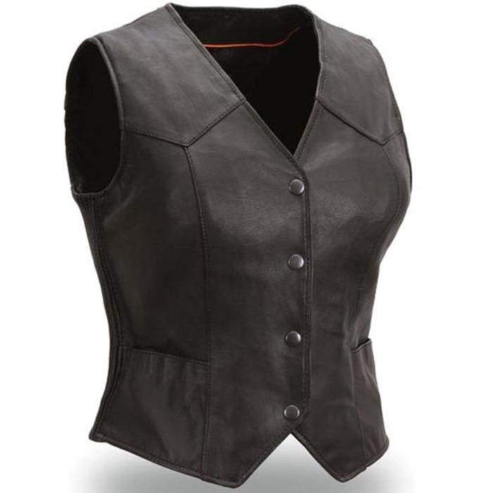 Leather Motorcycle Vest - Women's - Heiress - FIL540ES-FM