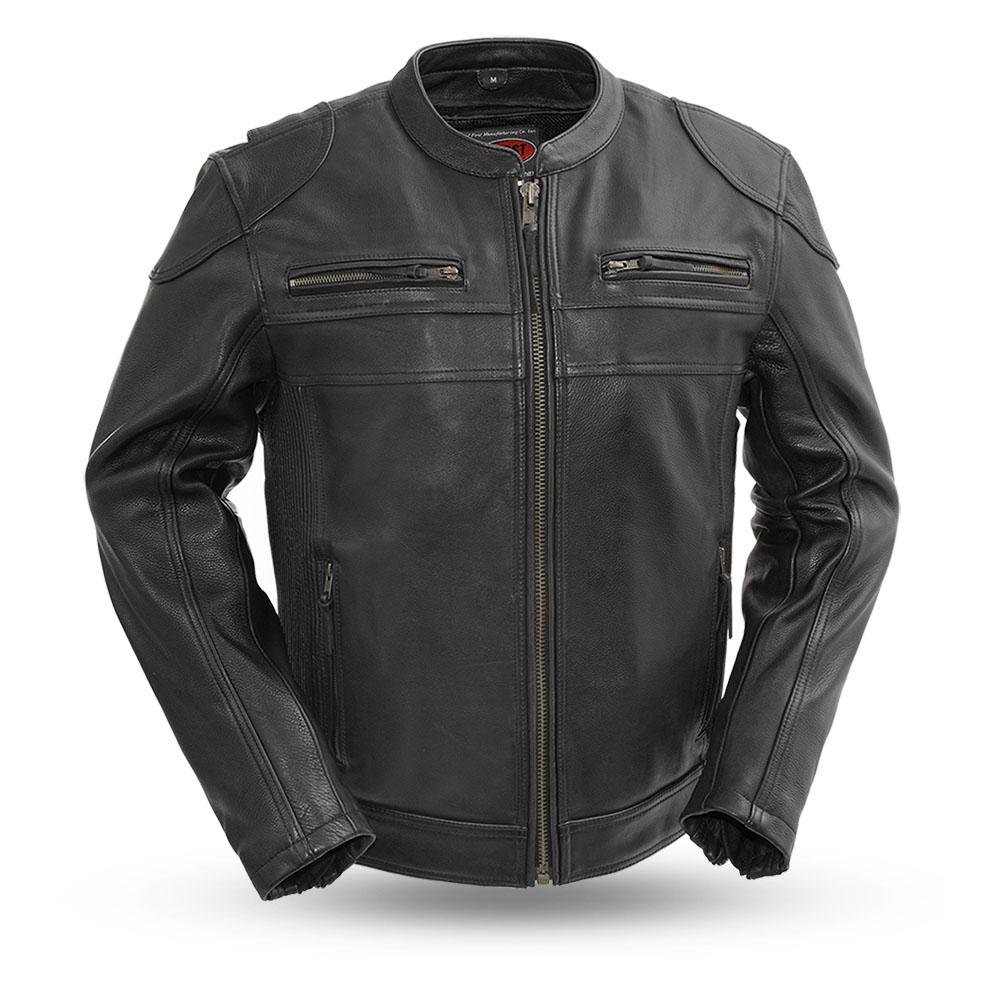 Leather Motorcycle Jacket - Men's - Nemesis - FIM295CHRZ-FM