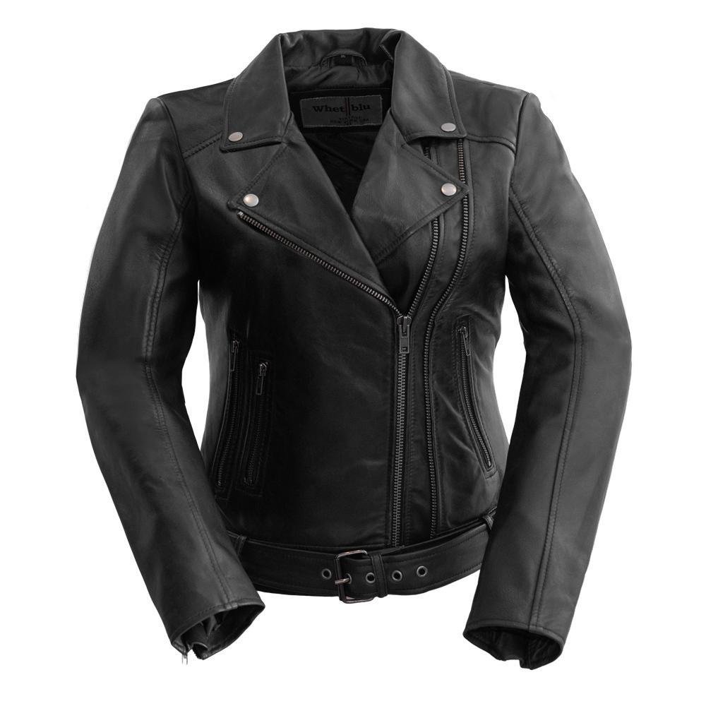 Chloe - Women's Leather Motorcycle Jacket - Red - Blue - Violet - Black - WBL1384