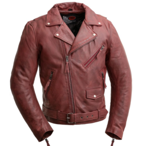 Leather Motorcycle Jacket - Men's - Armor Pockets - Oxblood - Fillmore - FIM208CDLZ-OX-FM