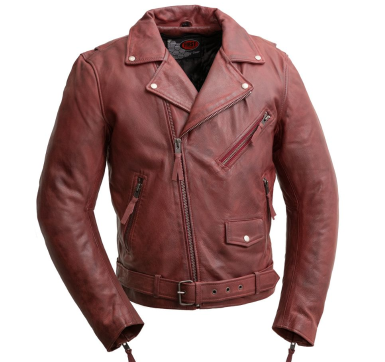 Leather Motorcycle Jacket - Men's - Armor Pockets - Oxblood - Fillmore - FIM208CDLZ-OX-FM