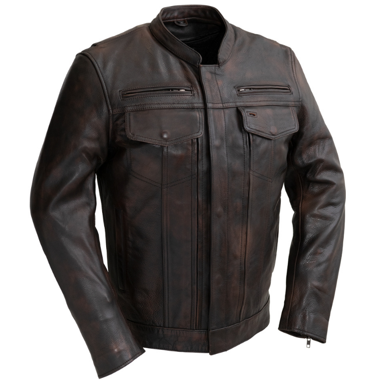 Leather Motorcycle Jacket - Men's - Copper - Up To Size 8XL - Raider - FIM263CVZ-FM