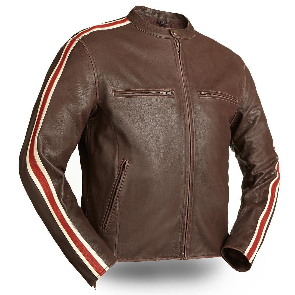 Fast Pace - Men's Vintage Style Racing Motorcycle Leather Jacket - SKU GRL-FIM227CTZ-FM