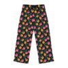 Doodle Peaches - Pink Orange Green on Black - Women's Pajama Pants (AOP)