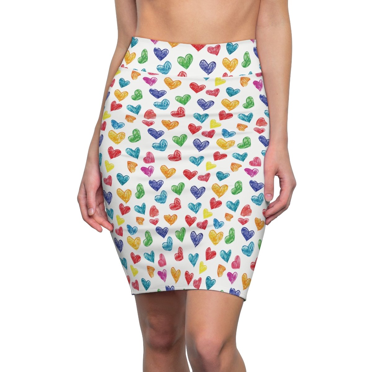 Doodle Hearts - Red Pink White - Women's Pencil Skirt (AOP) Doodle Hearts - Red Pink White - Women's Pencil Skirt (AOP)