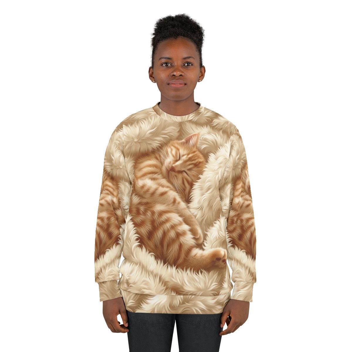 Ginger Kitten on Fleece Blanket - Shades of Ginger and Cream - Unisex Sweatshirt (AOP) Ginger Kitten on Fleece Blanket - Shades of Ginger and Cream - Unisex Sweatshirt (AOP)