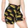 Doodle Tacos - Red Green Yellow on Black - Text Yummy Yummy - Women's Biker Shorts Doodle Tacos - Red Green Yellow on Black - Text Yummy Yummy - Women's Biker Shorts