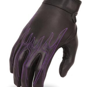 Women's Leather Motorcycle Gloves - Flame Design - FI113GEL-FM