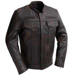 The Raider - Men's Copper Diamond Naked Leather Motorcycle Jacket - Up To Size 5XL - SKU FIM263CVZ-FM