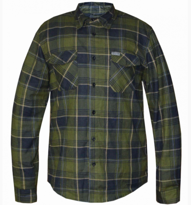 Flannel Motorcycle Shirt - Men's - Up To Size 5XL - Green Black Plaid - TW208-00-UN