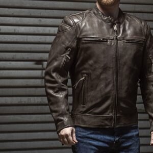 Leather Motorcycle Jacket - Men's - Racer Style - FIM288CHRZ-FM