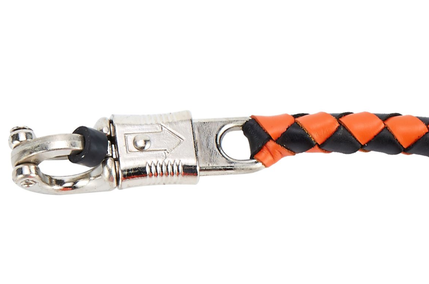 Get Back Whip in Black and Orange Leather With White Pool Ball - 42 Inches - GBW9-WHITE-BALL-DL