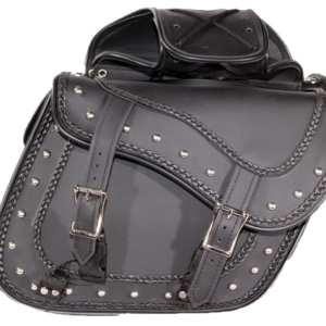 Saddlebags - PVC - Braid and Studs - Zip Off - SD1485-PV-DL
